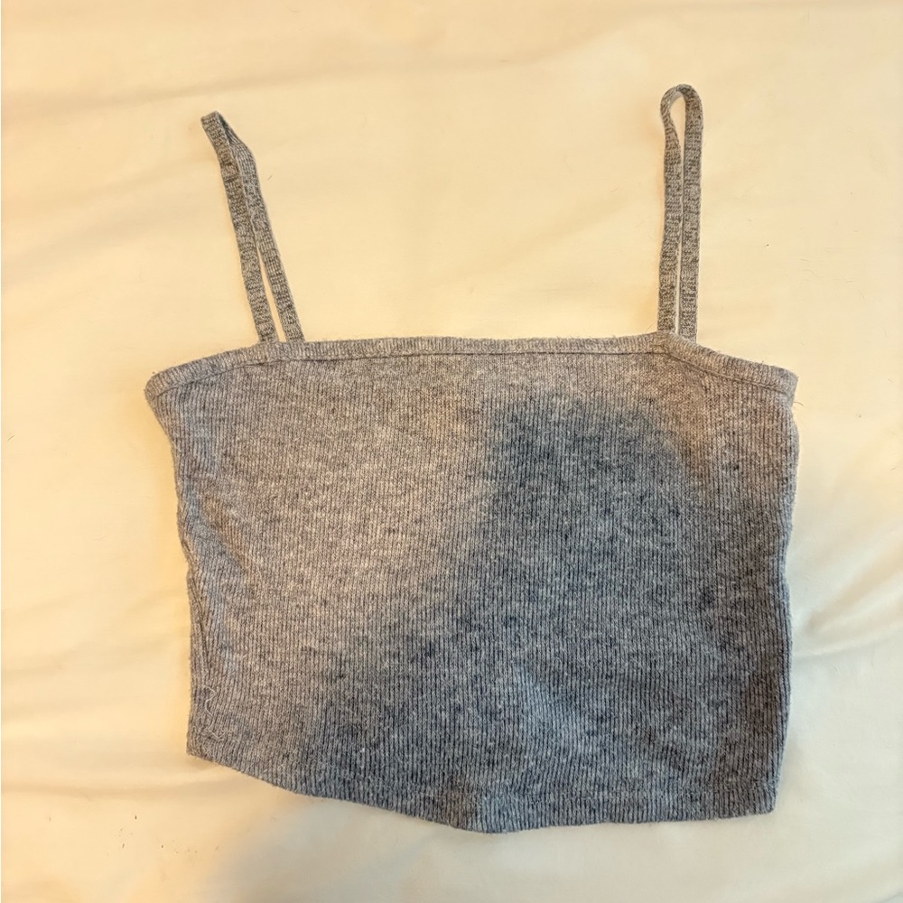 Zara Gray Sleeveless Fitted Crop Camisole